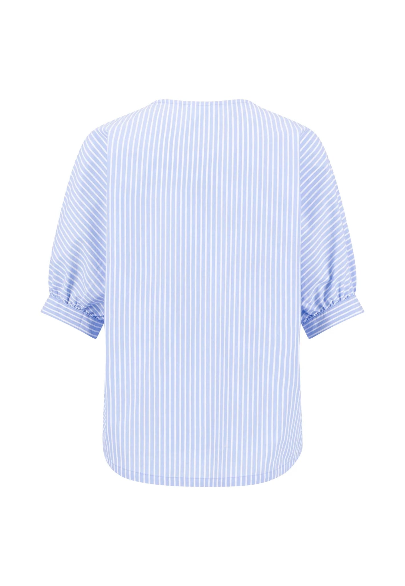 Light blue and white striped shirt on a white background