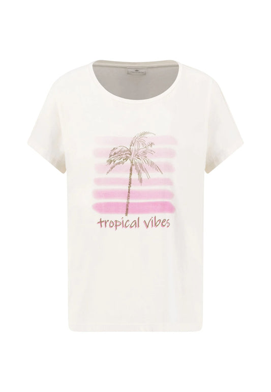 Fynch Hatton Tropical Vibes T-Shirt - Milk White