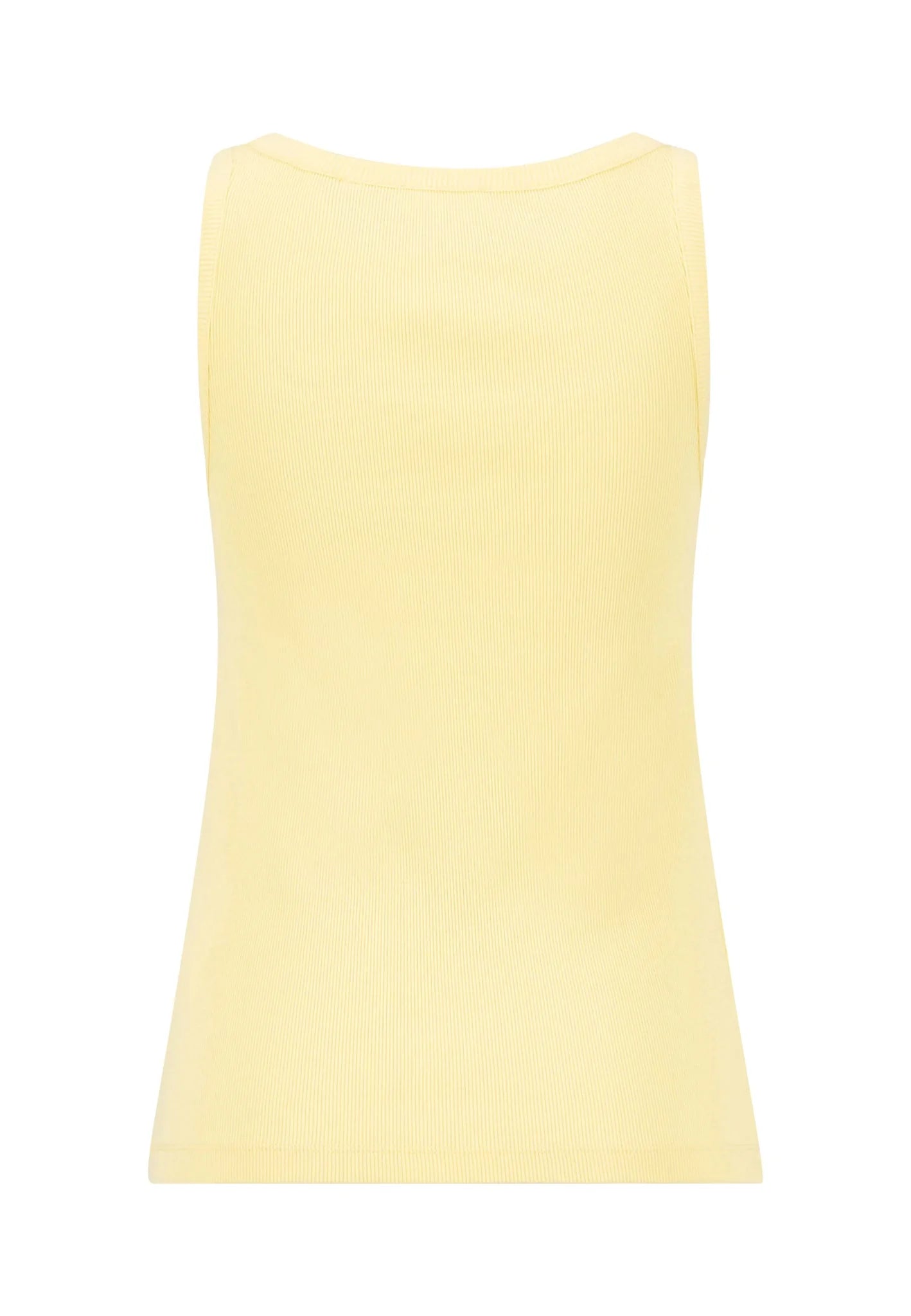 Yellow sleeveless top on a white background