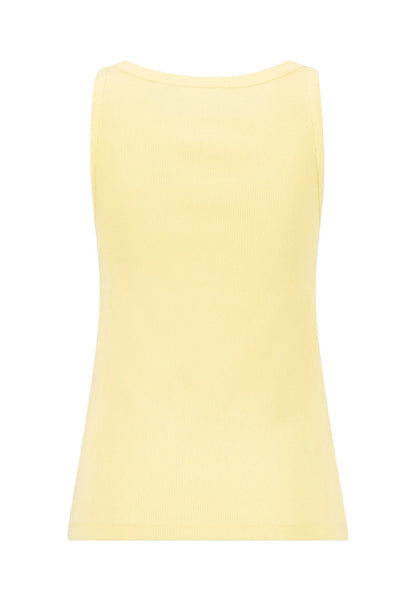 Yellow sleeveless top on a white background
