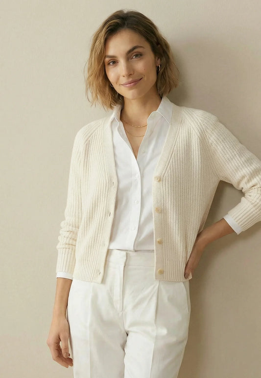 Fynch Hatton Cotton Knit Cardigan - Milk