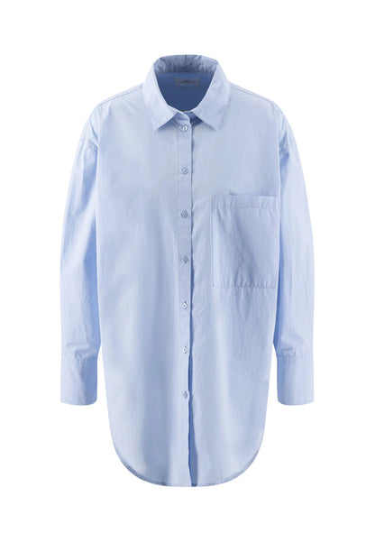 Fynch Hatton Blouse Long Light Cotton - Powder Blue