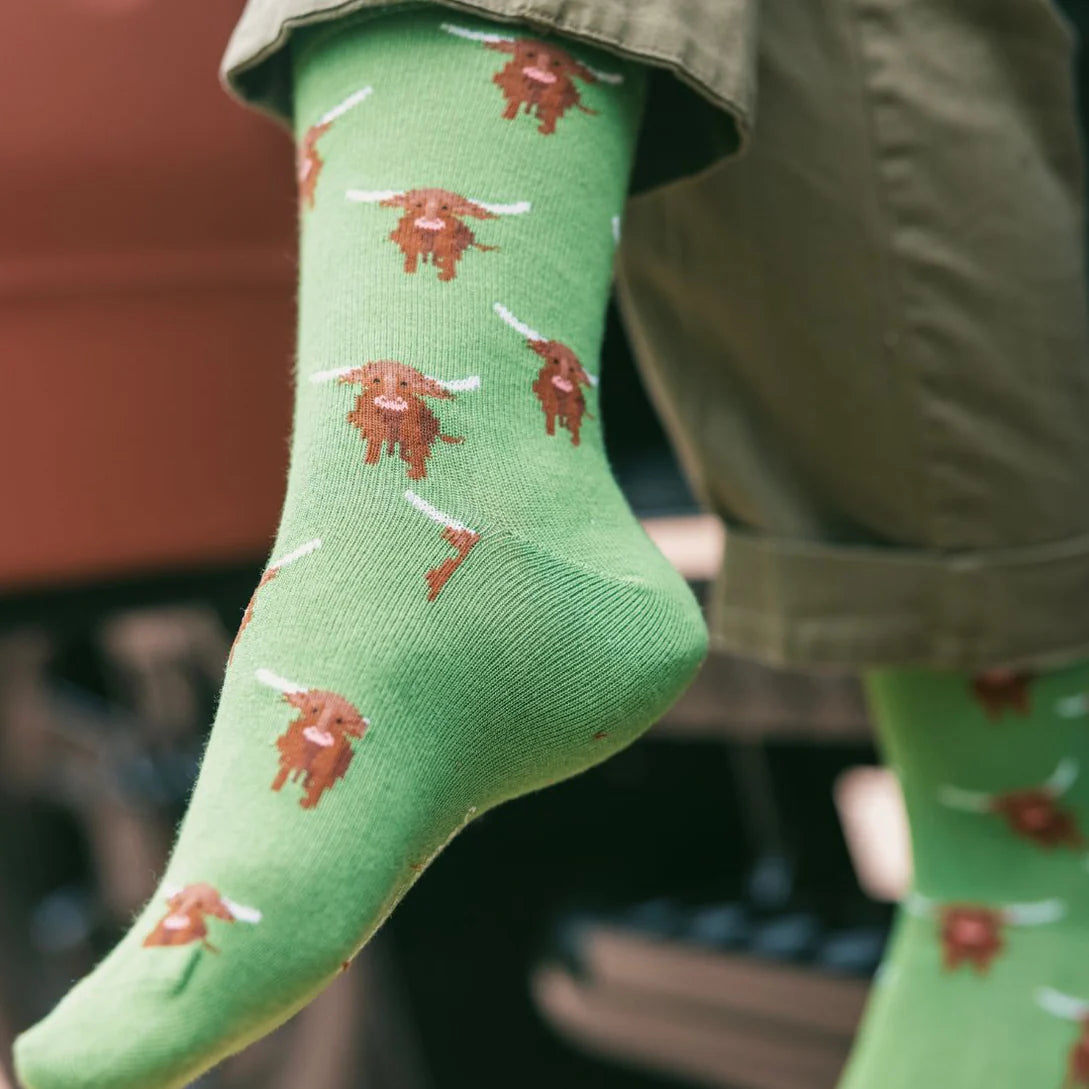 Swole Panda Bamboo Socks - Highland Cow