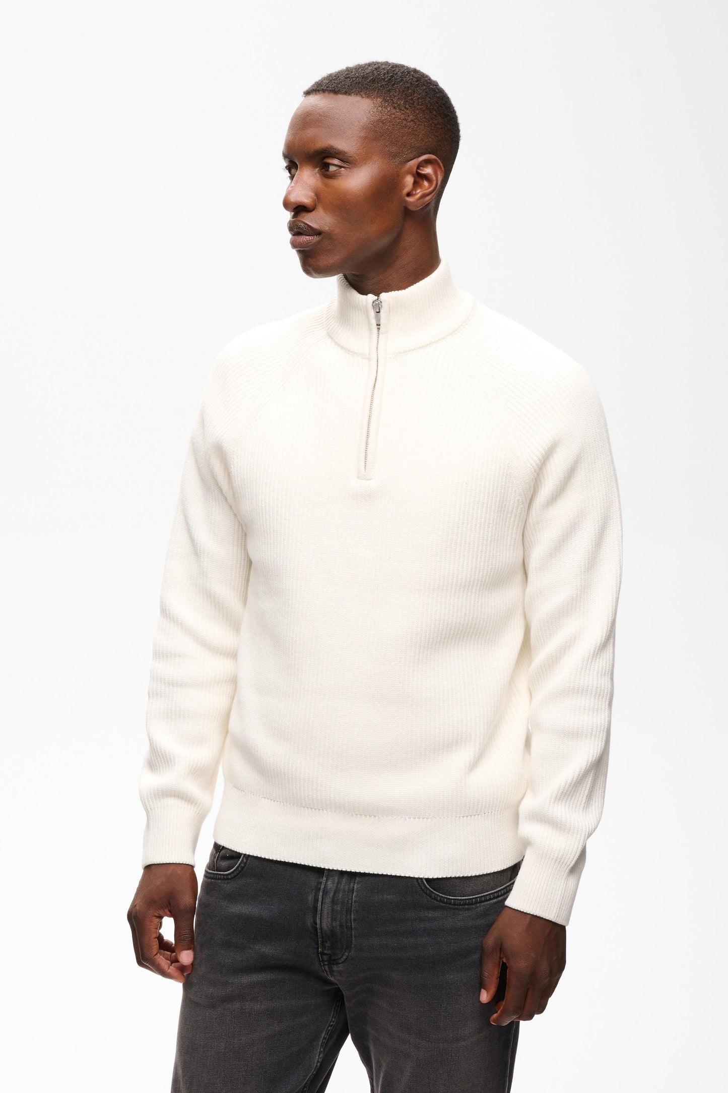 Matinique MAhellson Zip Up Jumper - Off White