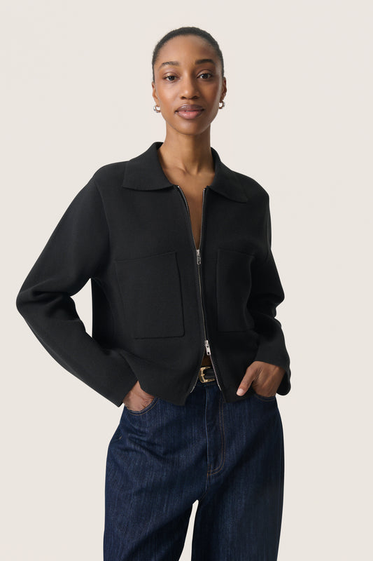 Soaked Havena Zip Knit Jacket -  Black