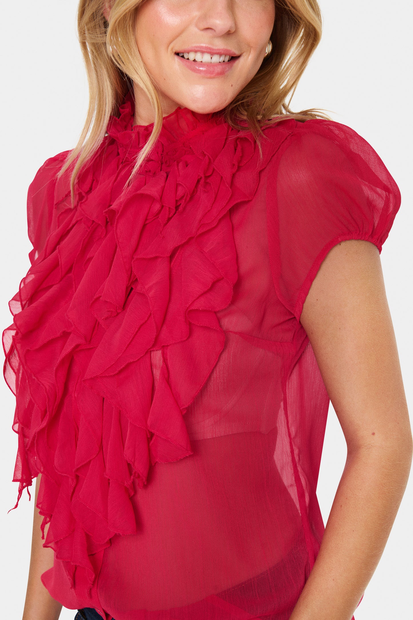 Saint Tropez Lilja Crinkle Blouse - Red