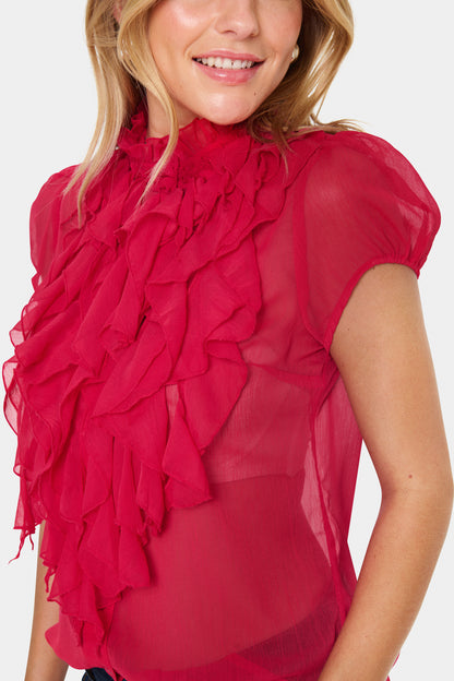 Saint Tropez Lilja Crinkle Blouse - Red