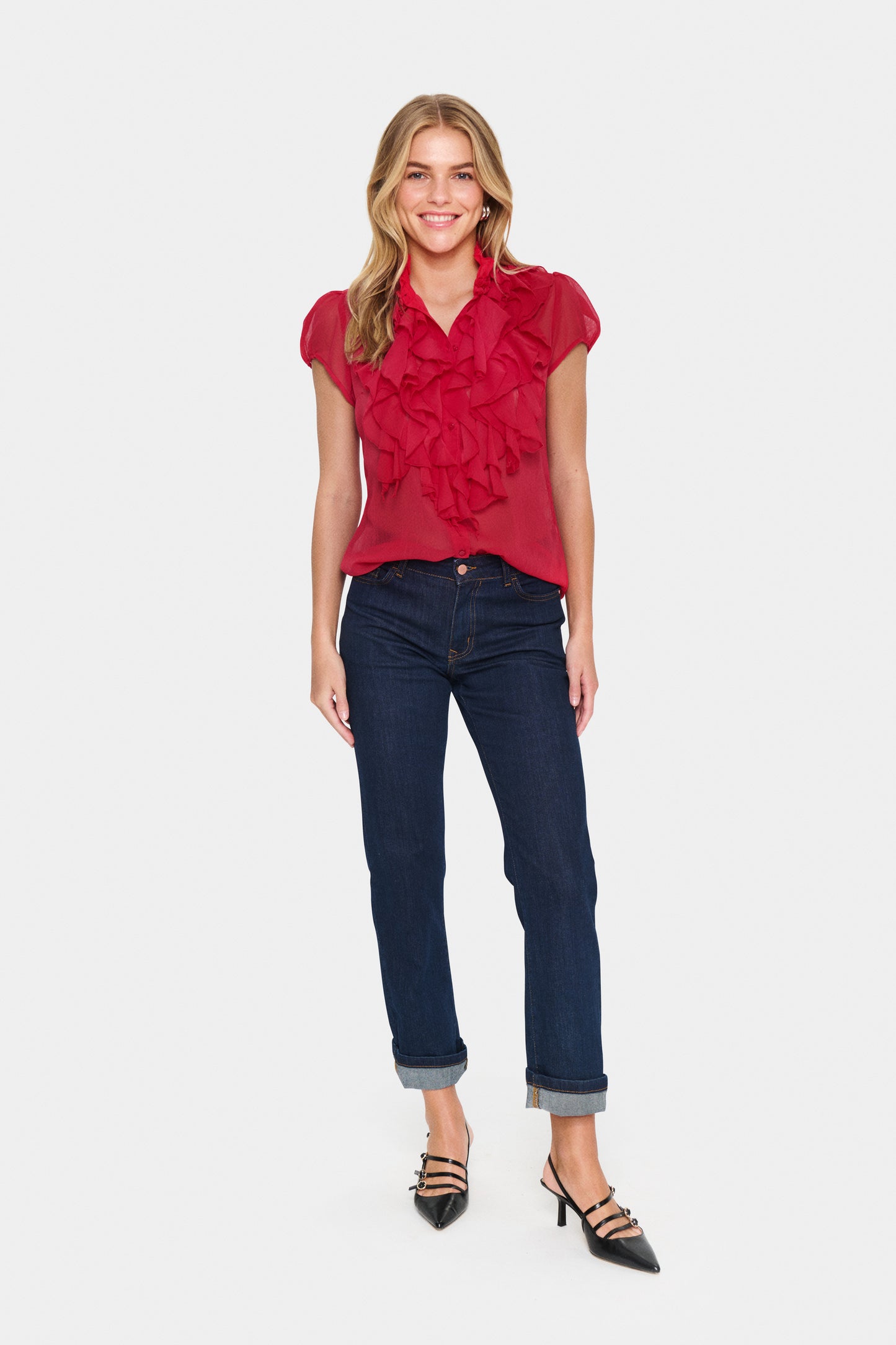 Saint Tropez Lilja Crinkle Blouse - Red
