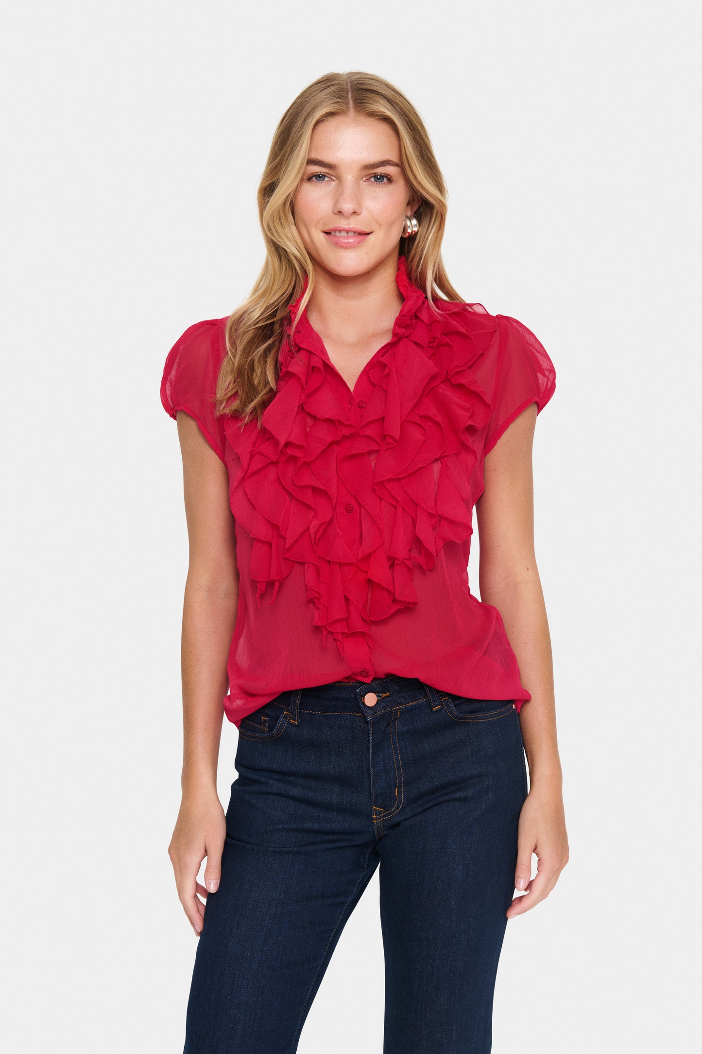 Saint Tropez Lilja Crinkle Blouse - Red