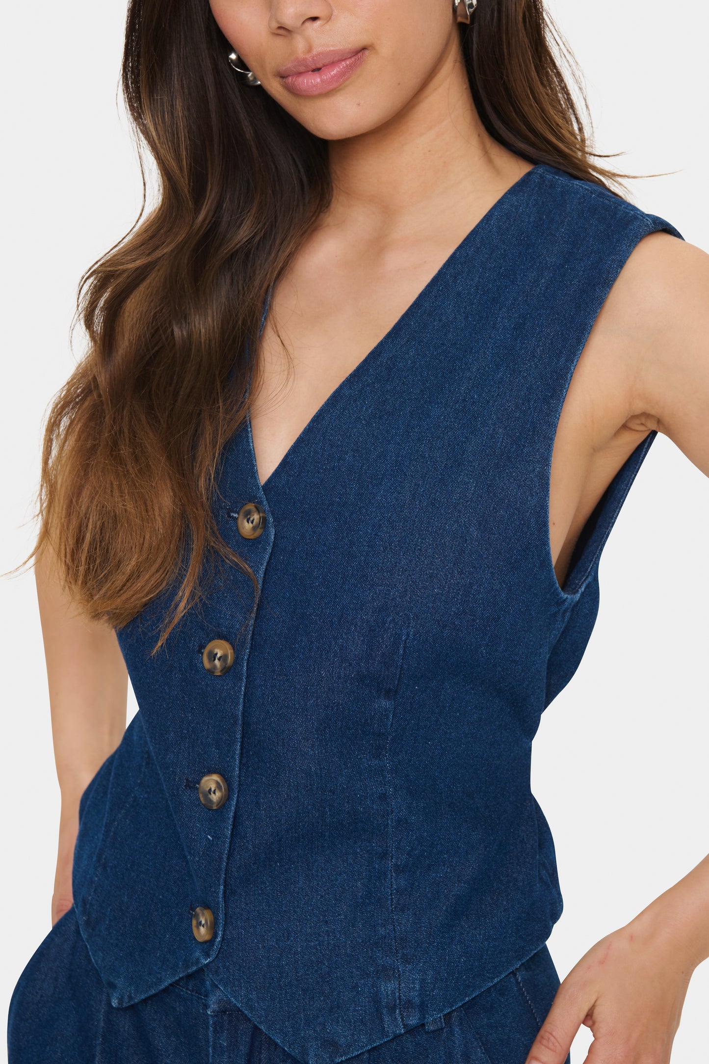 Saint Tropez Jaclyn Denim Vest - Dark Blue