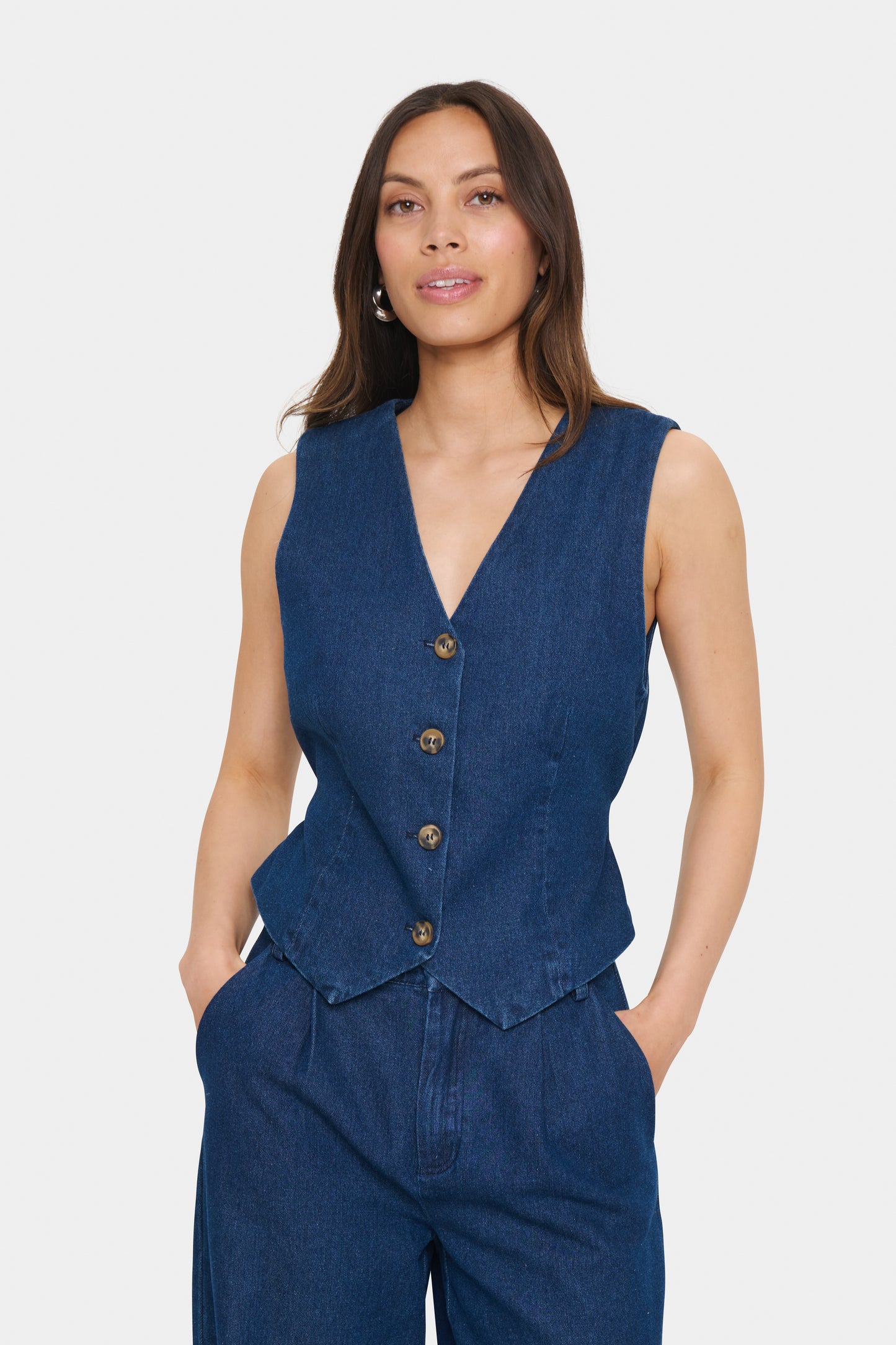 Saint Tropez Jaclyn Denim Vest - Dark Blue