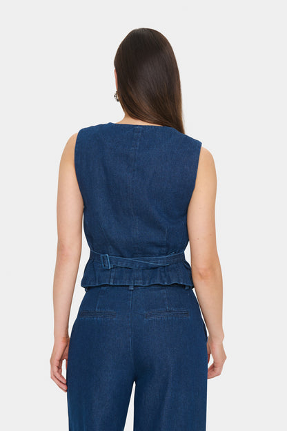Saint Tropez Jaclyn Denim Vest - Dark Blue