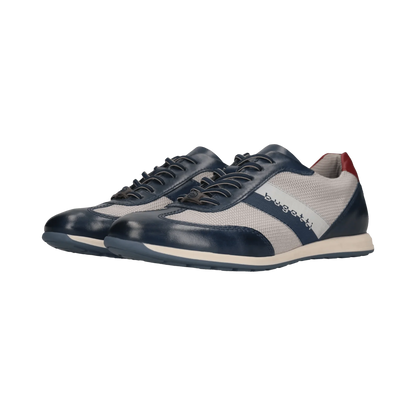 Bugatti Leather Trainer -  Navy & Light Grey