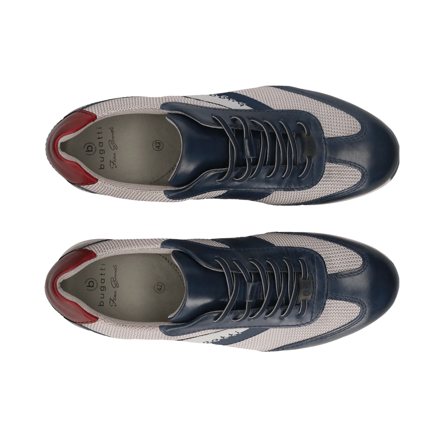 Bugatti Leather Trainer -  Navy & Light Grey