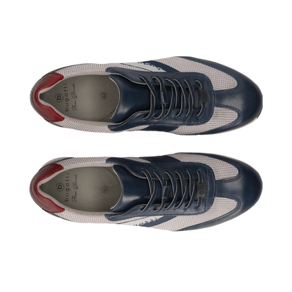 Bugatti Leather Trainer -  Navy & Light Grey