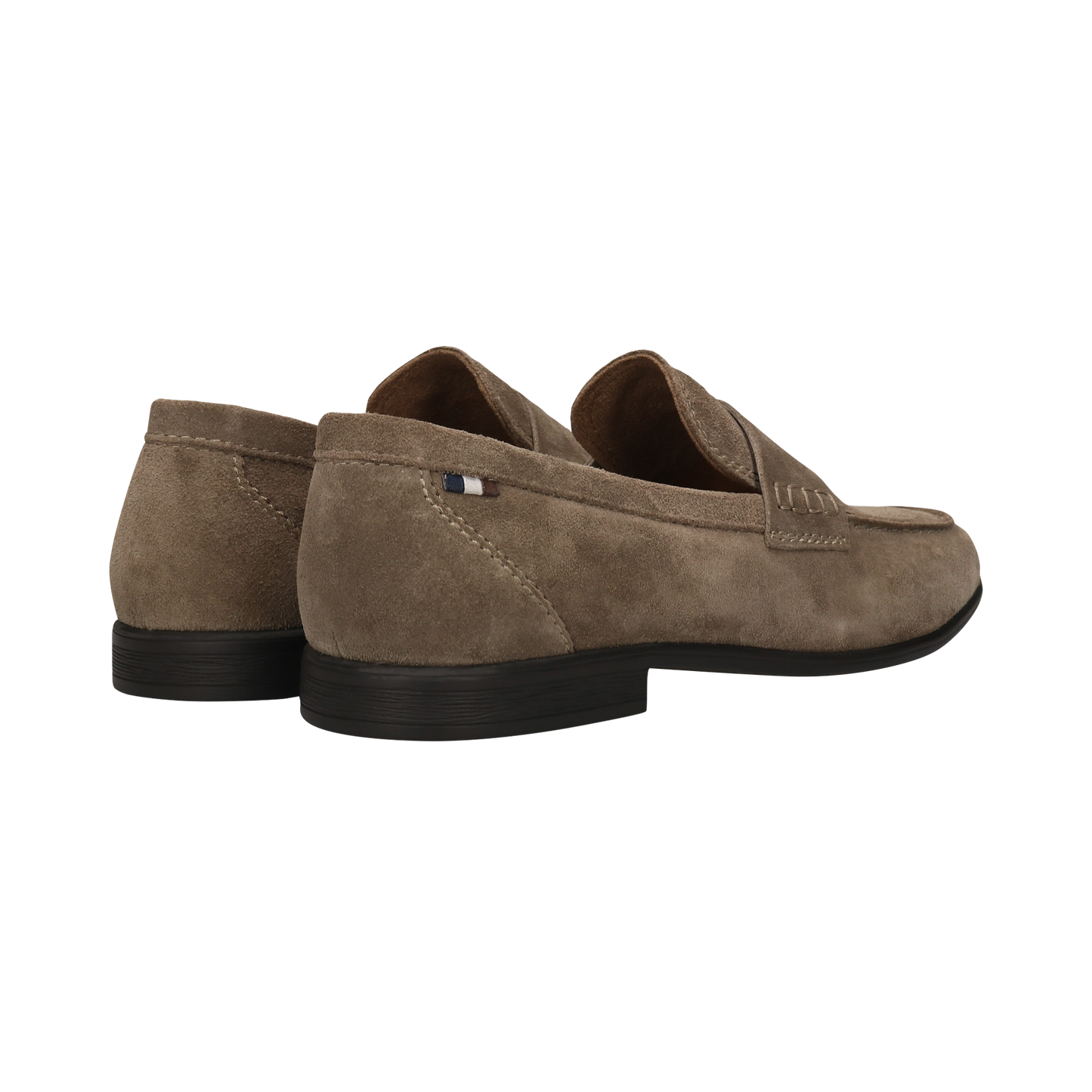 Brown loafers on a white background