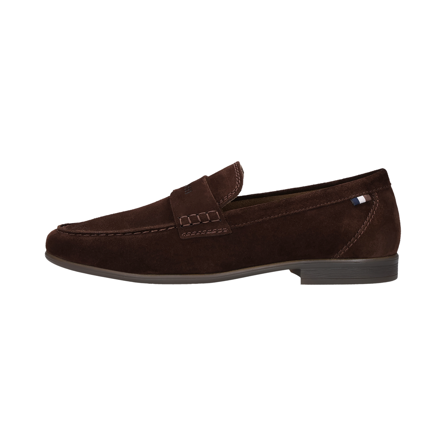 Brown loafer shoe on a white background