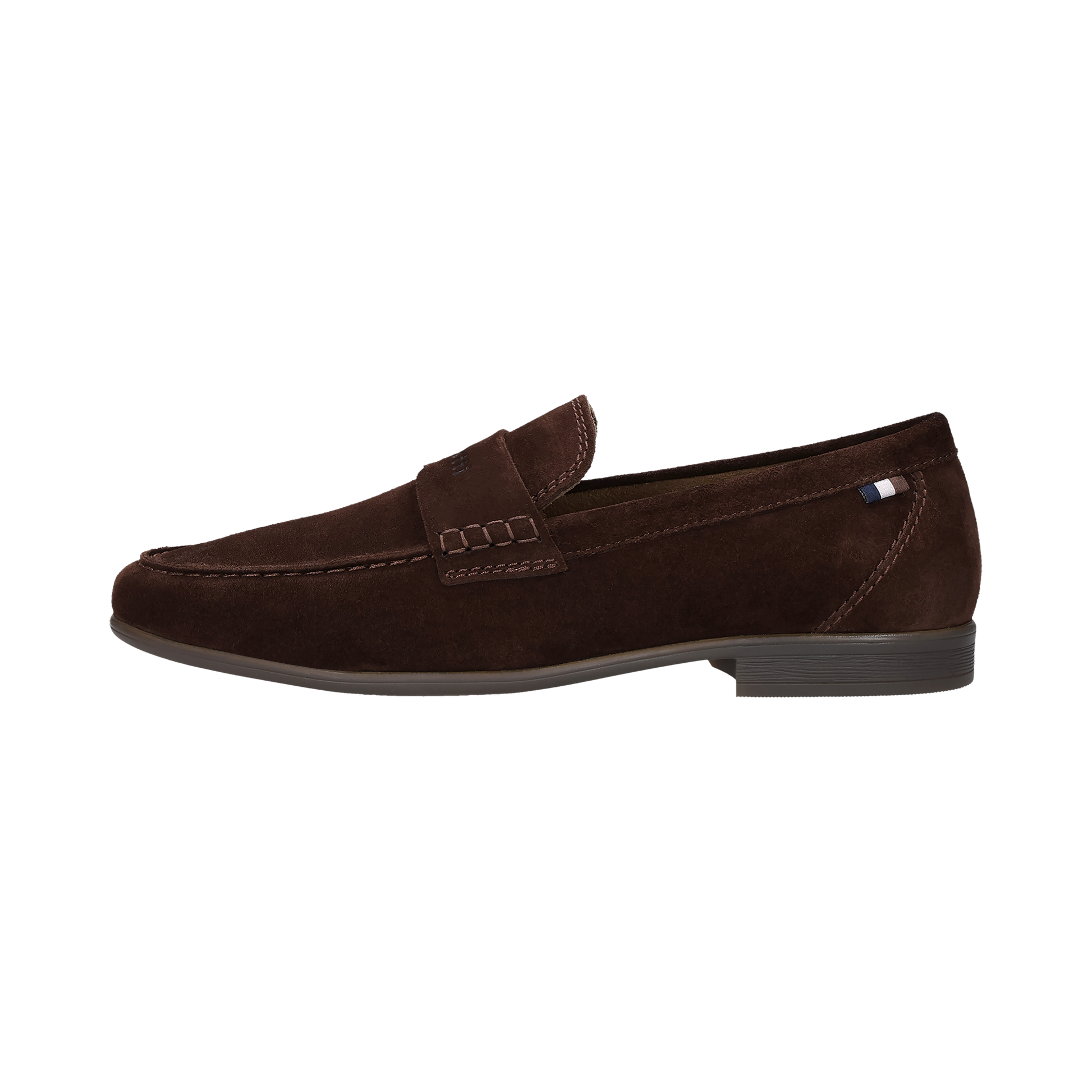 Brown loafer shoe on a white background