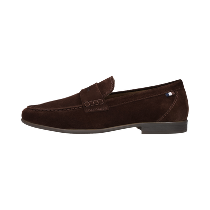 Brown loafer shoe on a white background