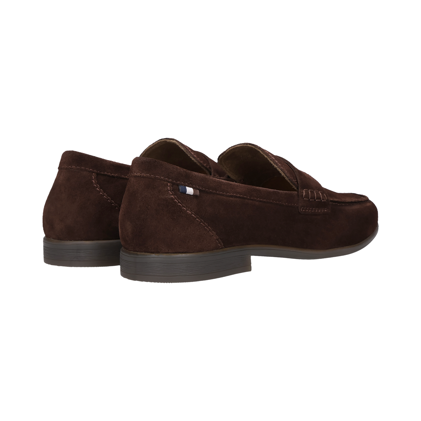 Brown loafers on a white background