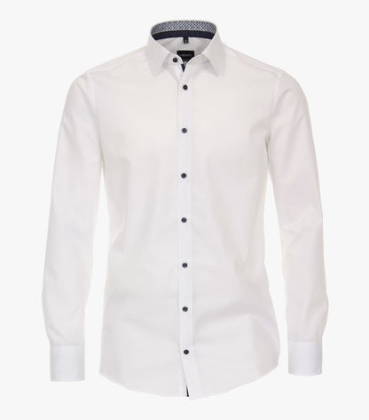 Venti Long Sleeve Modern Fit Kent Shirt - White