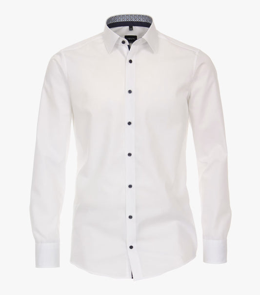 Venti Long Sleeve Modern Fit Kent Shirt - White