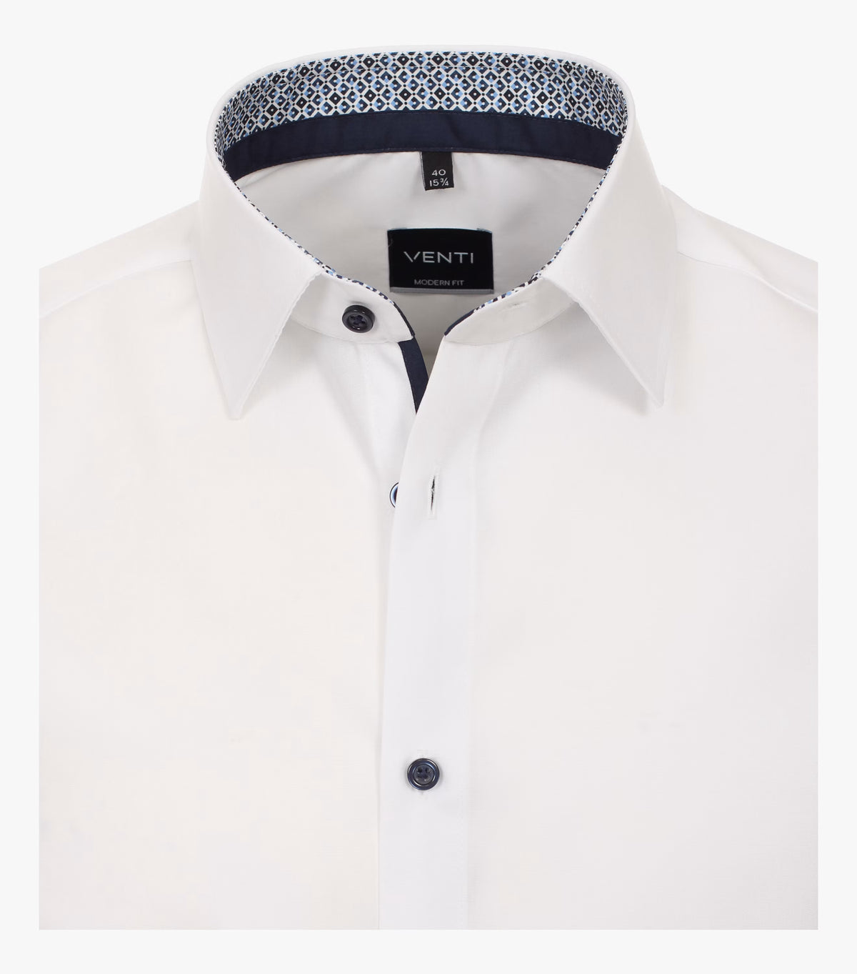 Venti Long Sleeve Modern Fit Kent Shirt - White