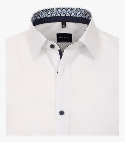 Venti Long Sleeve Modern Fit Kent Shirt - White
