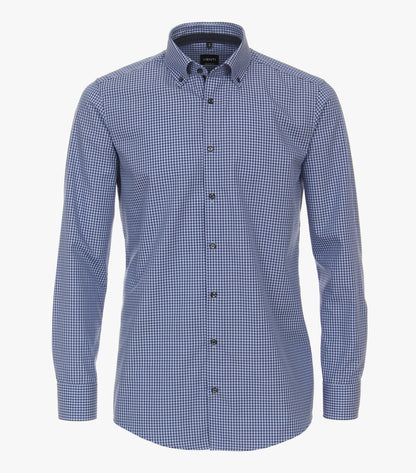Venti Modern Fit Check Shirt - Medium Blue