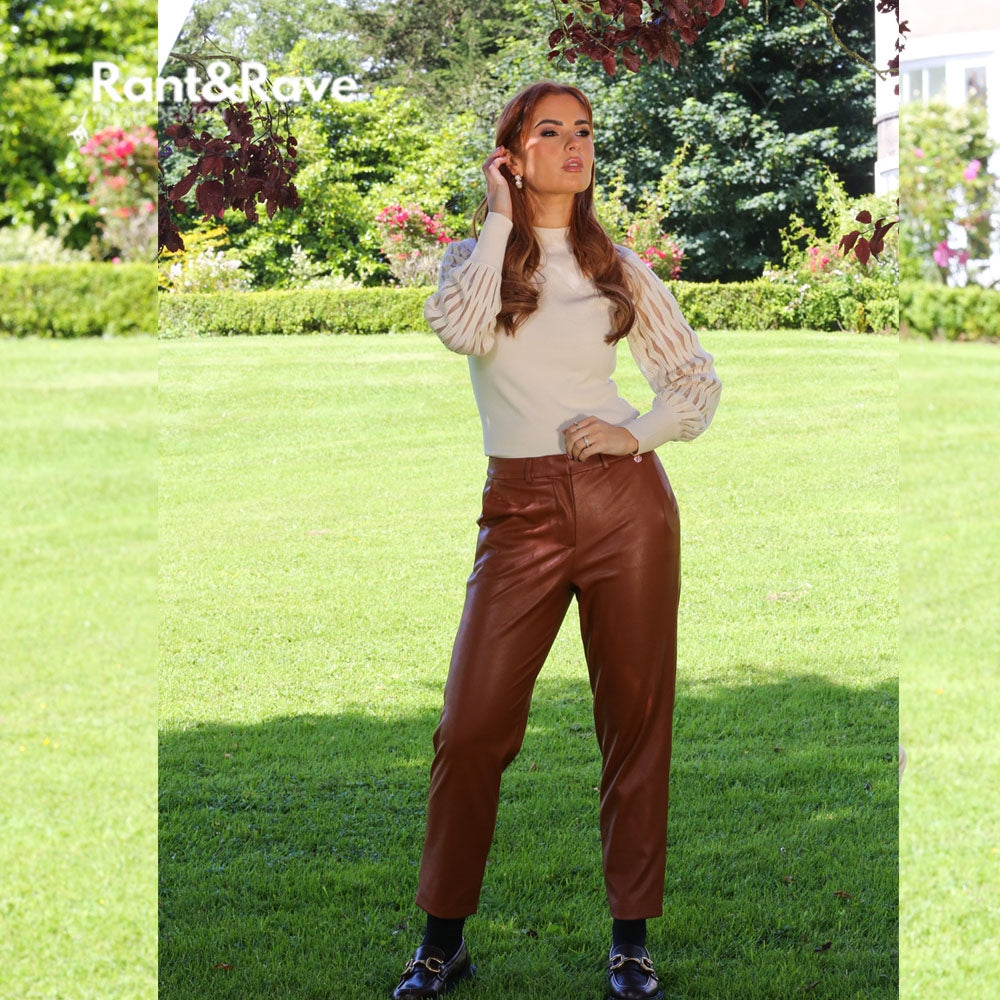 Rant & Rave Lina Faux Leather Trousers - Tan