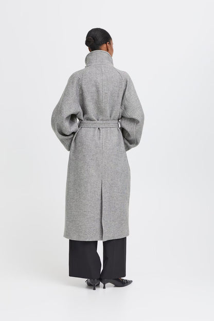 ICHI IHgaziva Melange Long Coat - Grey