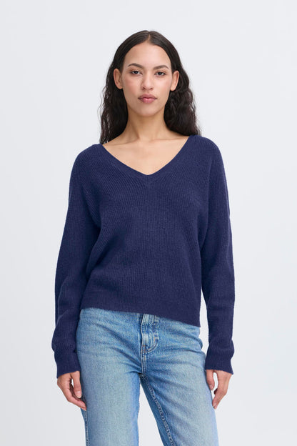 ICHI IHdasila Knit Pullover - Patriot Blue