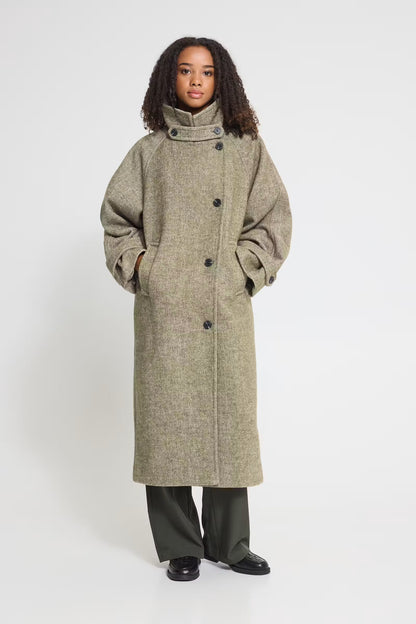 ICHI Ihgaziva Coat - Dusky Green Melange