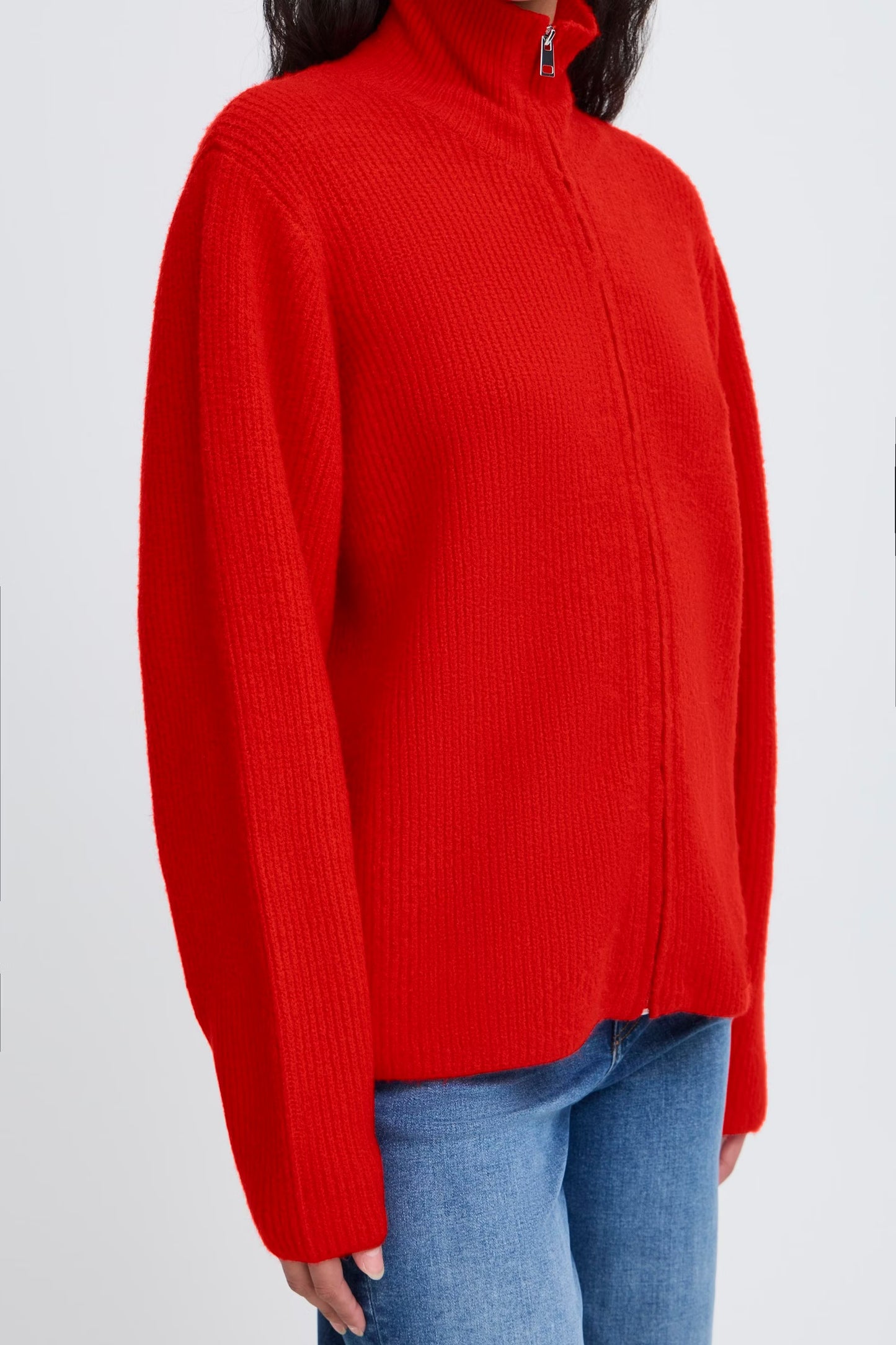 ICHI IHducie Full Zip Knit - Red