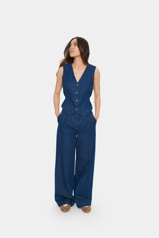 Saint Tropez Jaclyn Denim Vest - Dark Blue