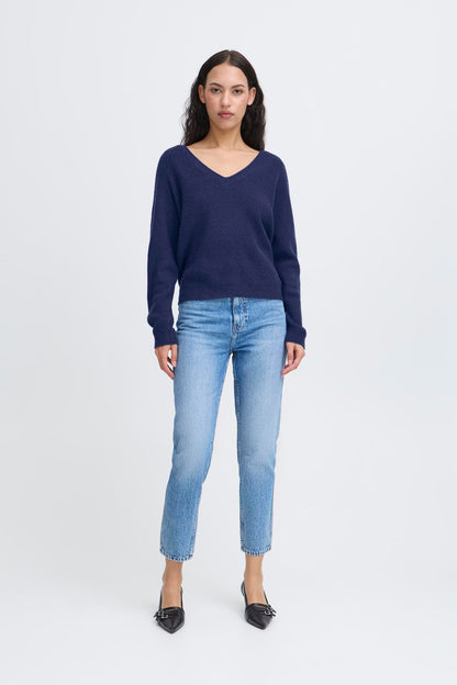 ICHI IHdasila Knit Pullover - Patriot Blue