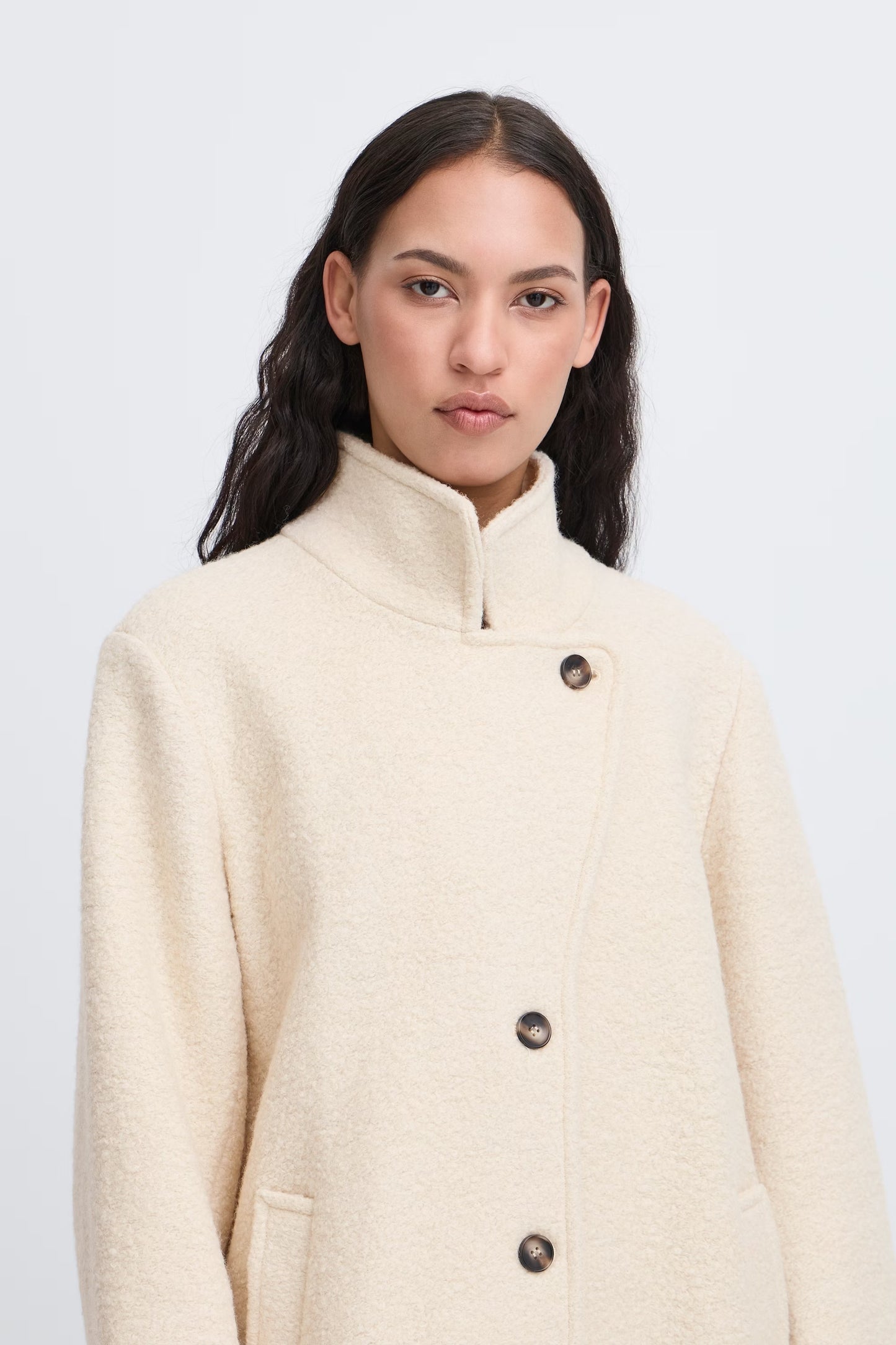 ICHI IHstipa Short Coat - Almond Milk