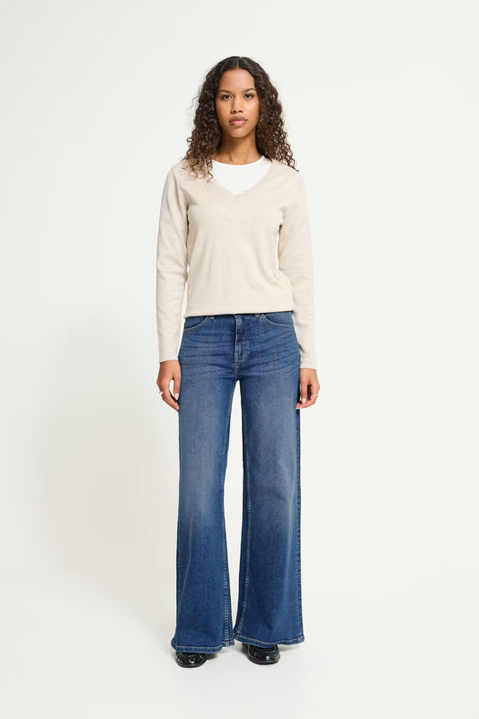 ICHI Ihtwiggy Wide Leg Jean - Medium Blue