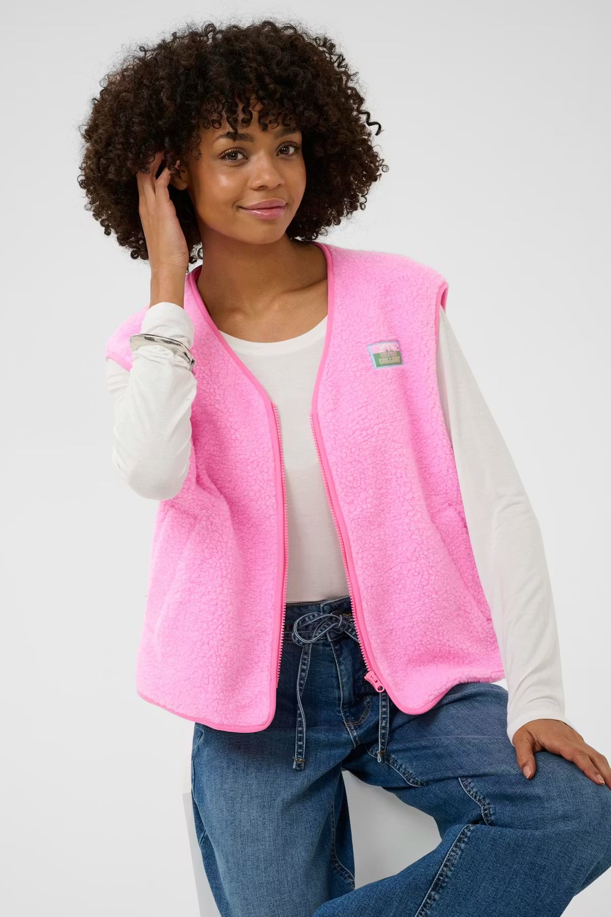 Culture CUcatina Teddy Waistcoat - Begonia Pink