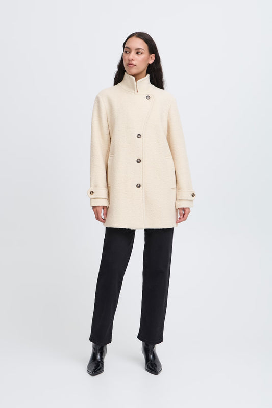 ICHI IHstipa Short Coat - Almond Milk