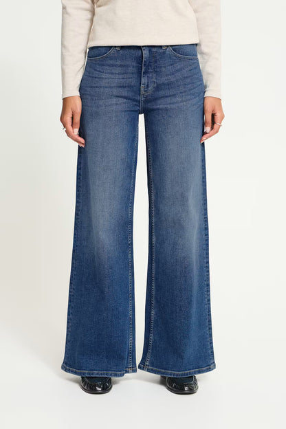 ICHI Ihtwiggy Wide Leg Jean - Medium Blue
