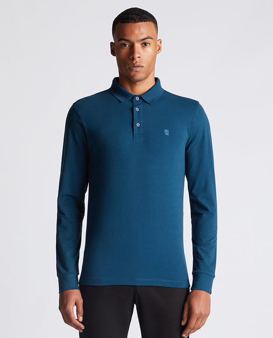 Remus Uomo Long-Sleeve Polo Shirt - Dark Blue
