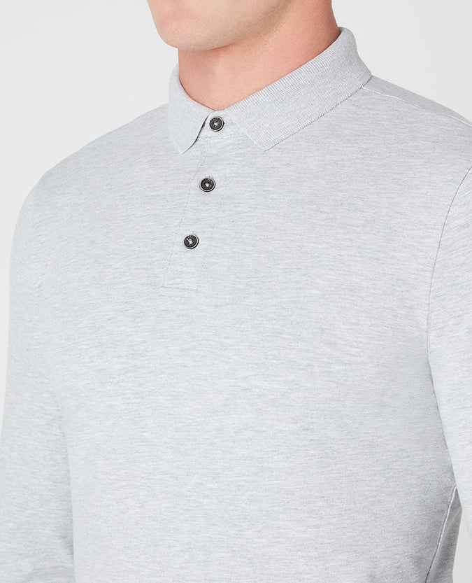 Remus Uomo Long Sleeve Polo Shirt - Light Grey
