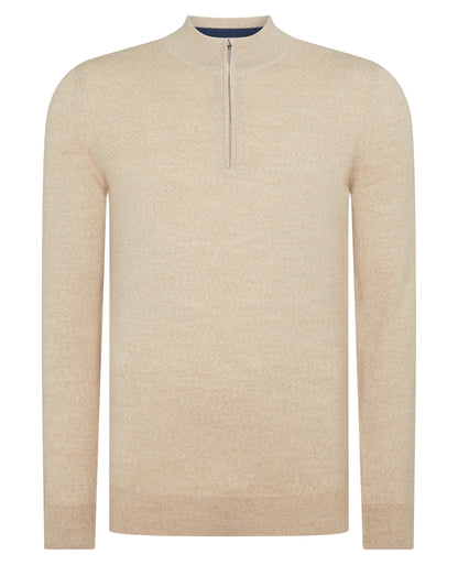 Remus Uomo Half Zip Sweater - Oatmeal