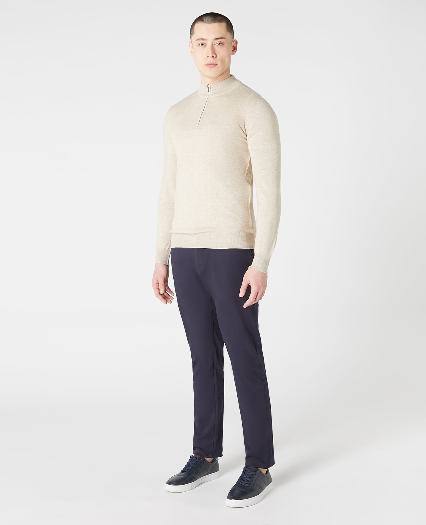 Remus Uomo Half Zip Sweater - Oatmeal