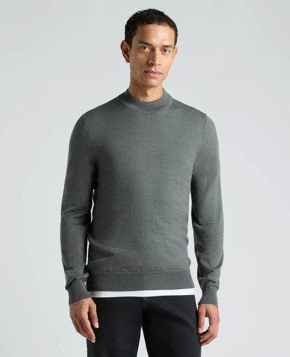 Remus Uomo Mock Neck Sweater - Light Grey