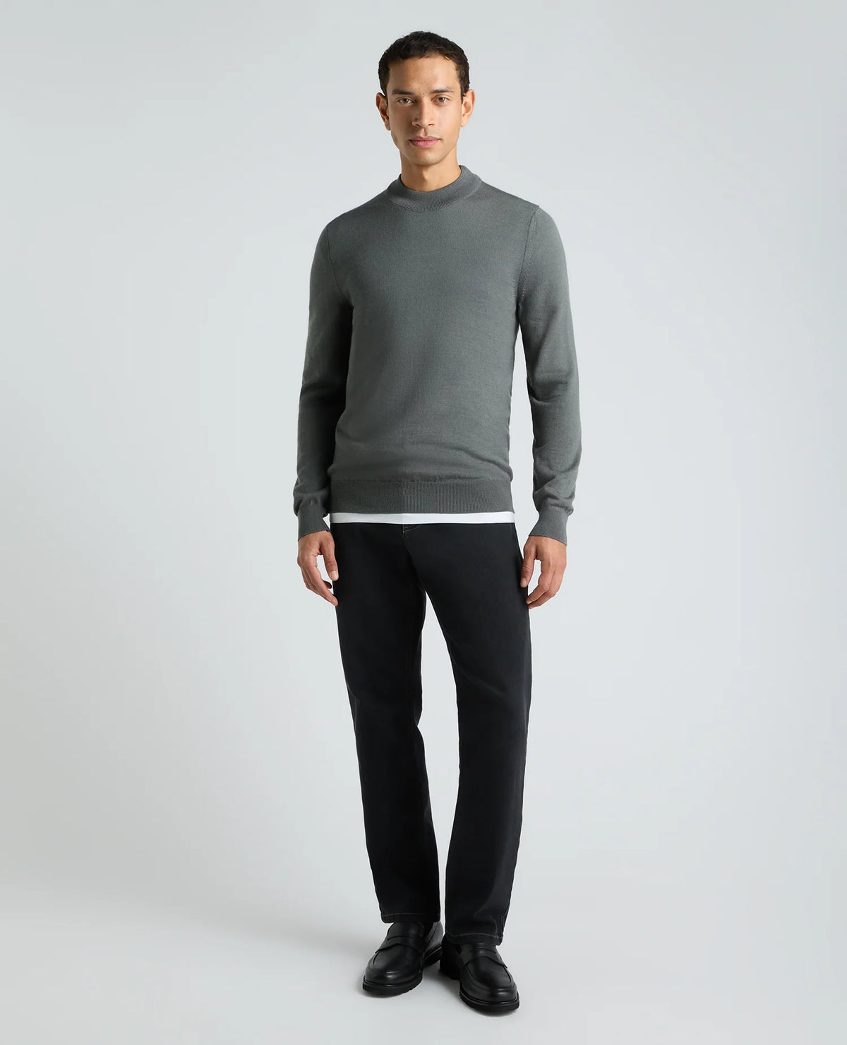 Remus Uomo Mock Neck Sweater - Light Grey