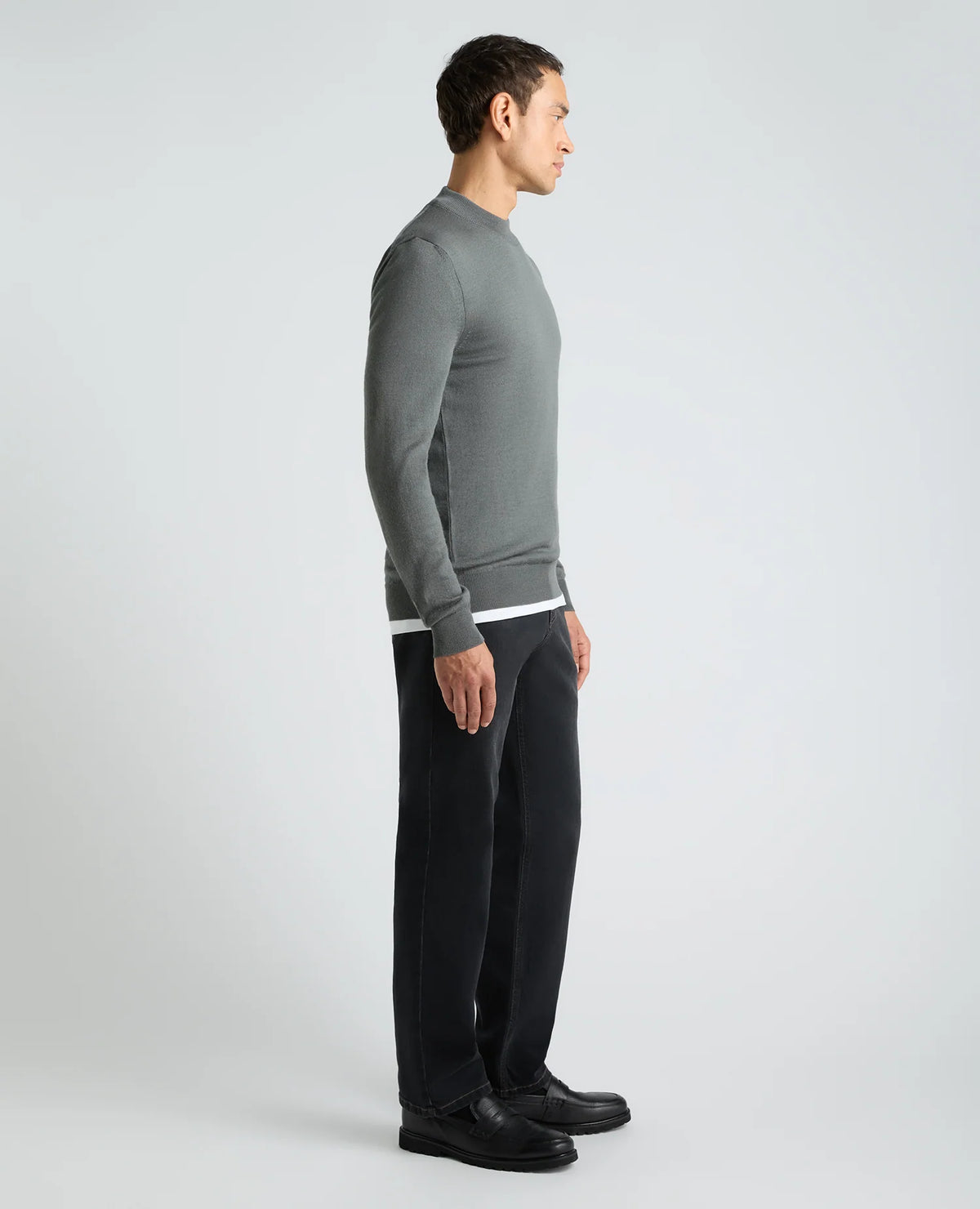 Remus Uomo Mock Neck Sweater - Light Grey