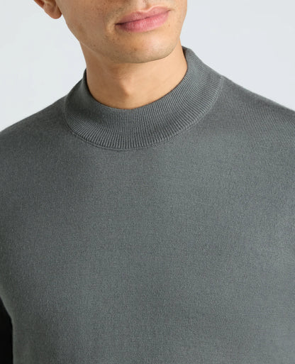 Remus Uomo Mock Neck Sweater - Light Grey