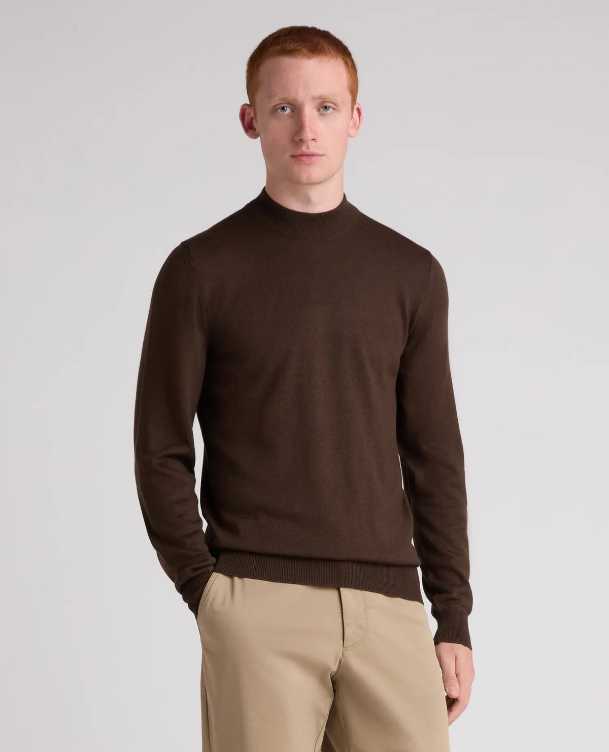 Remus Uomo Mock Neck Sweater - Chocolate